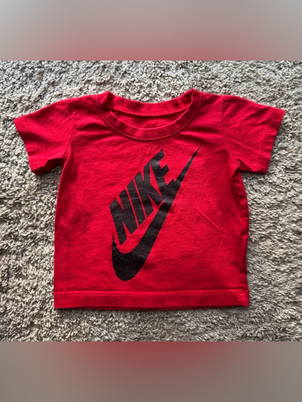 Nike 12M Baby T-Shirt Red Black Logo Graphic Tee